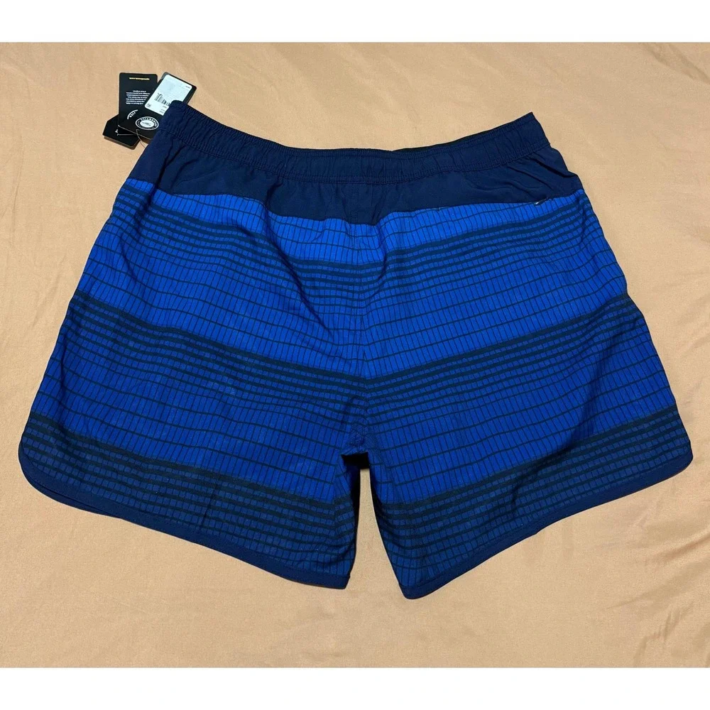 Speedo Men's Blue Grid Print Swim Trunks 16